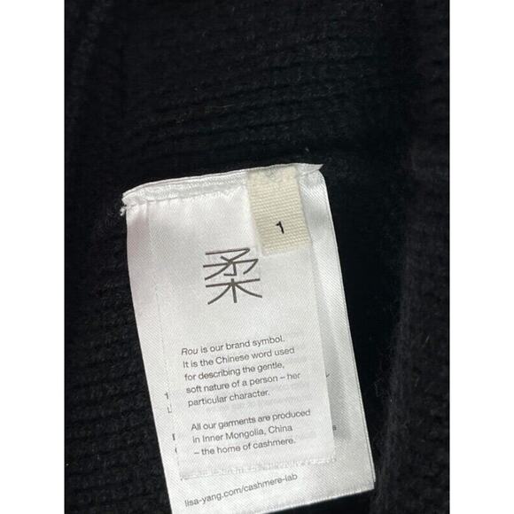 LISA YANG Sz 1 S Small Black Lola 100% Cashmere Fringe Trim Tunic Dress - Picture 4 of 14